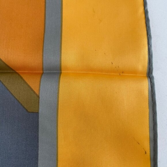 Vintage Retro Geometric Print Scarf Rolled Edges Gold, Blue, Grn, Orange Sz OS - Picture 6 of 7